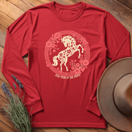 Year Of The Horse 9 - Long Sleeve - Red