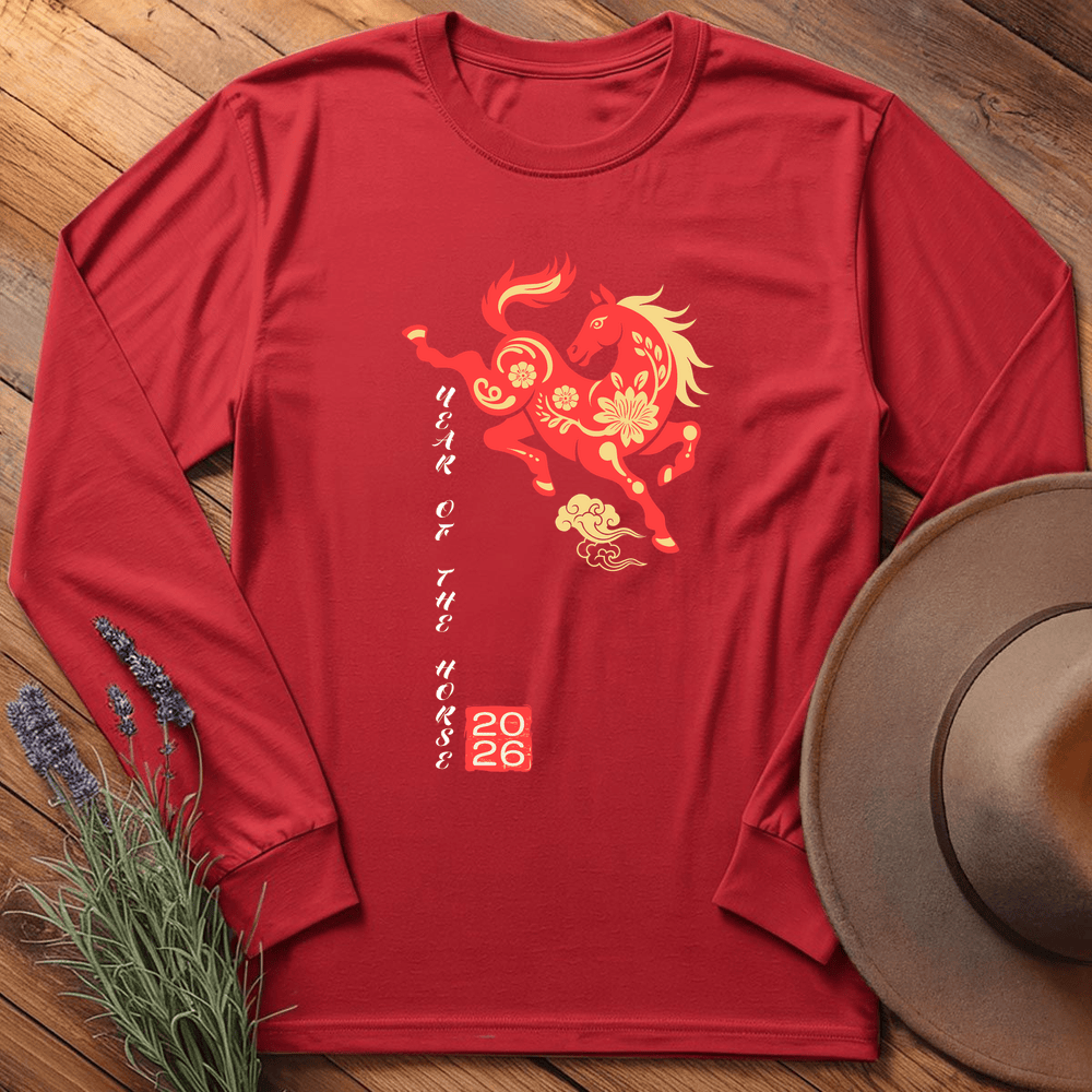 Year Of The Horse 6 - Long Sleeve - Red