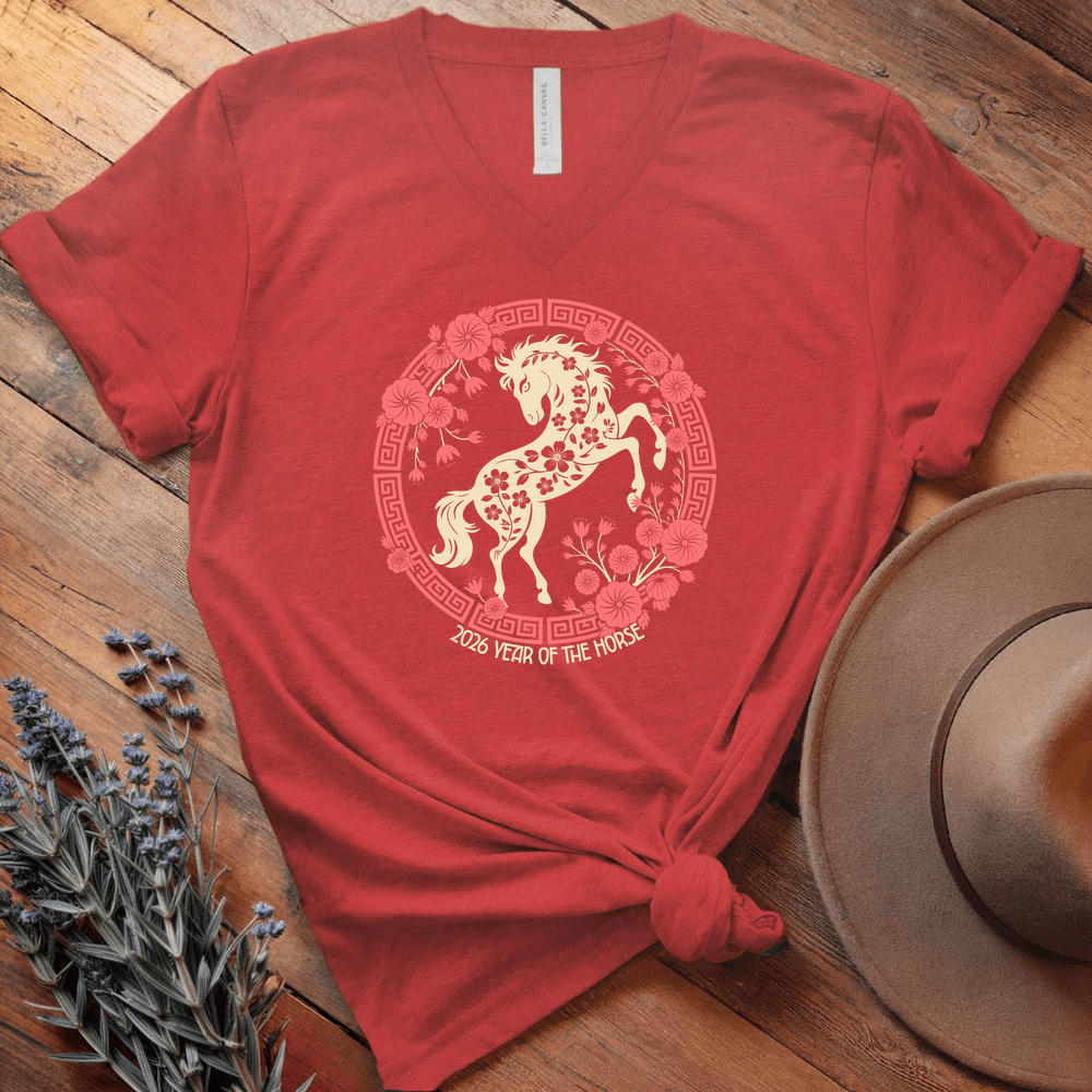 Year Of The Horse 9 - V-neck - Red