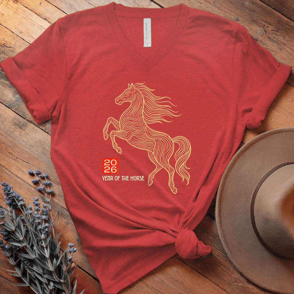 Year Of The Horse 7 - V-neck - Red