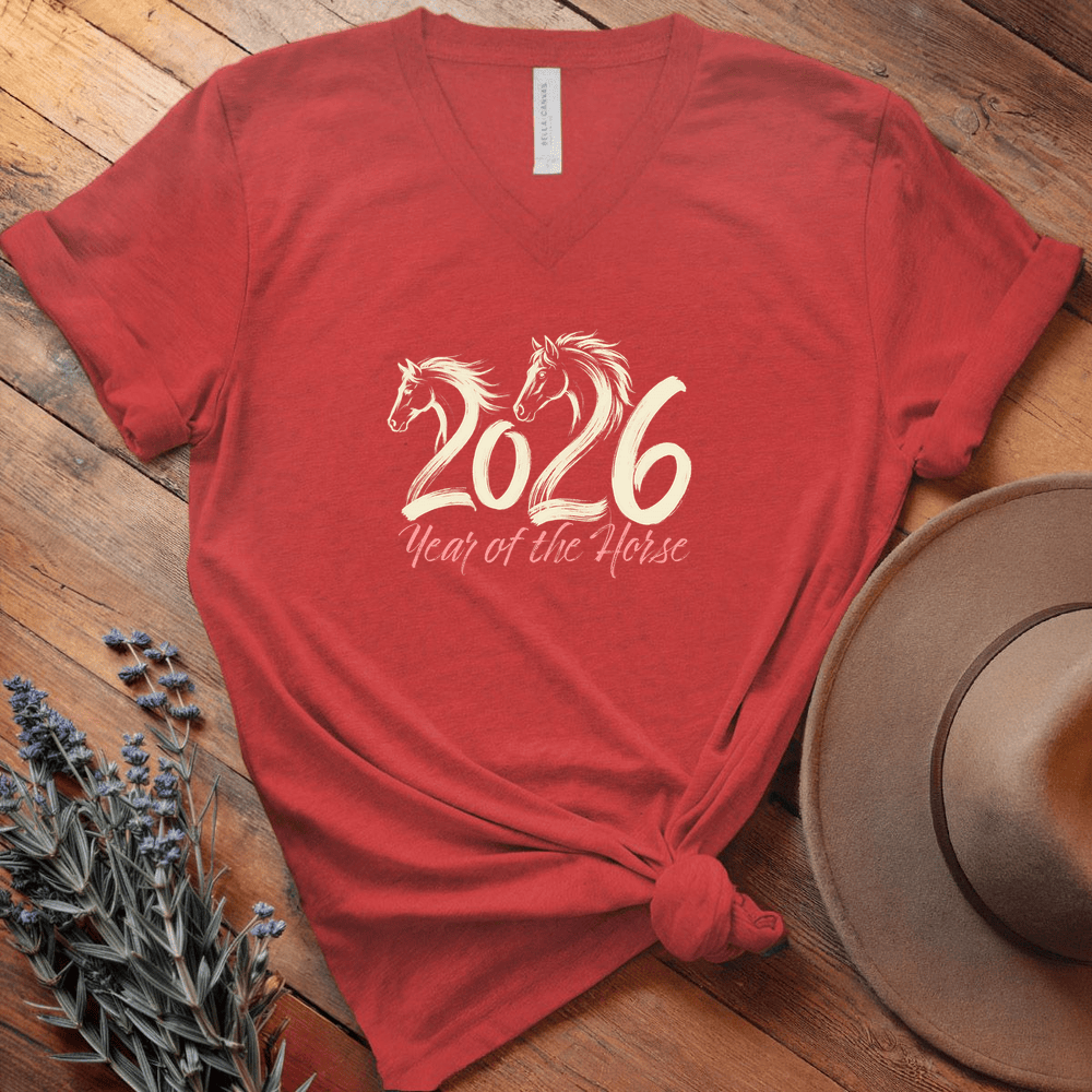 Year Of The Horse 2 - V-neck - Red