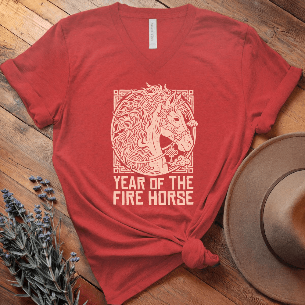 Year Of The Fire Horse 9 - V-neck - Red