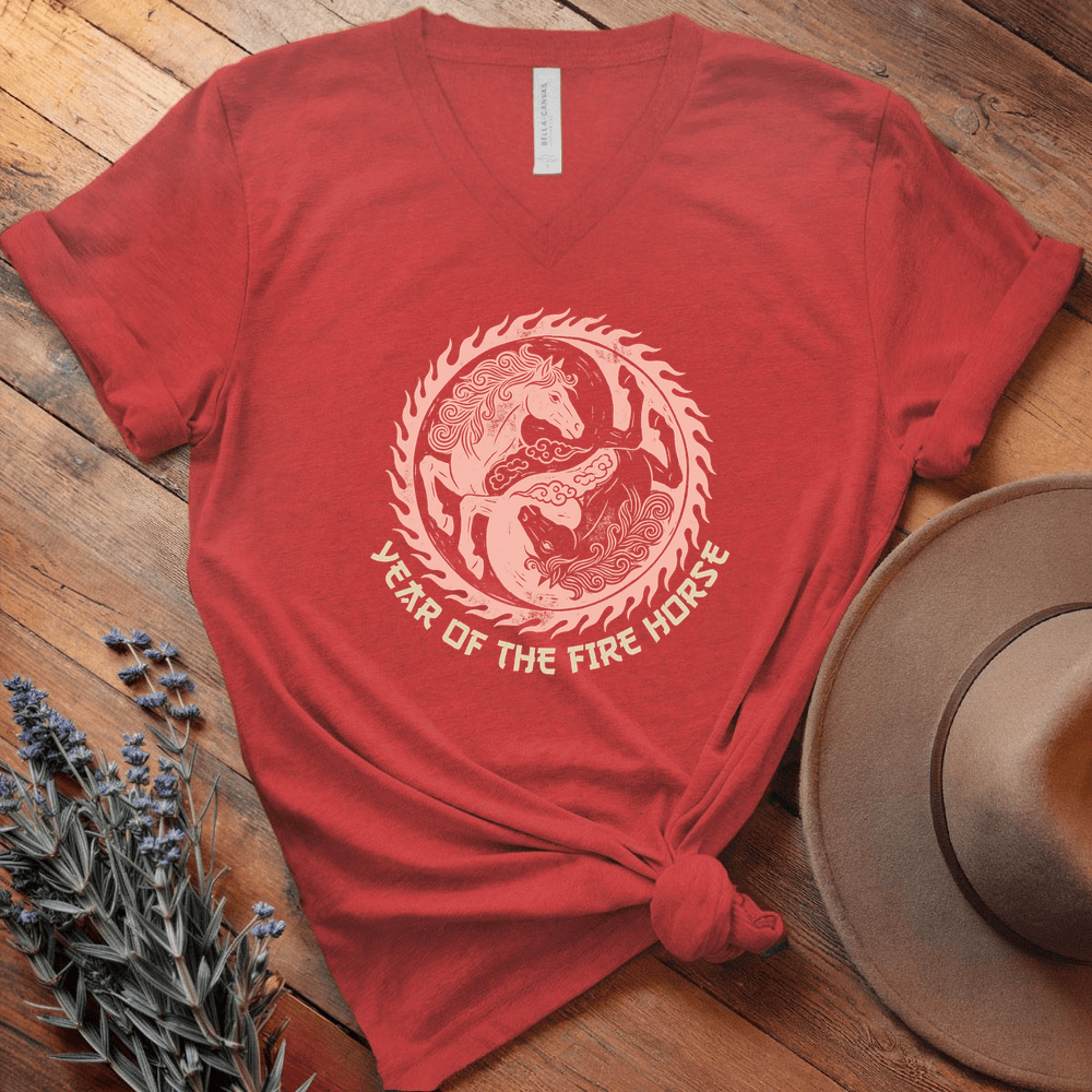 Year Of The Fire Horse 7 - V-neck - Red