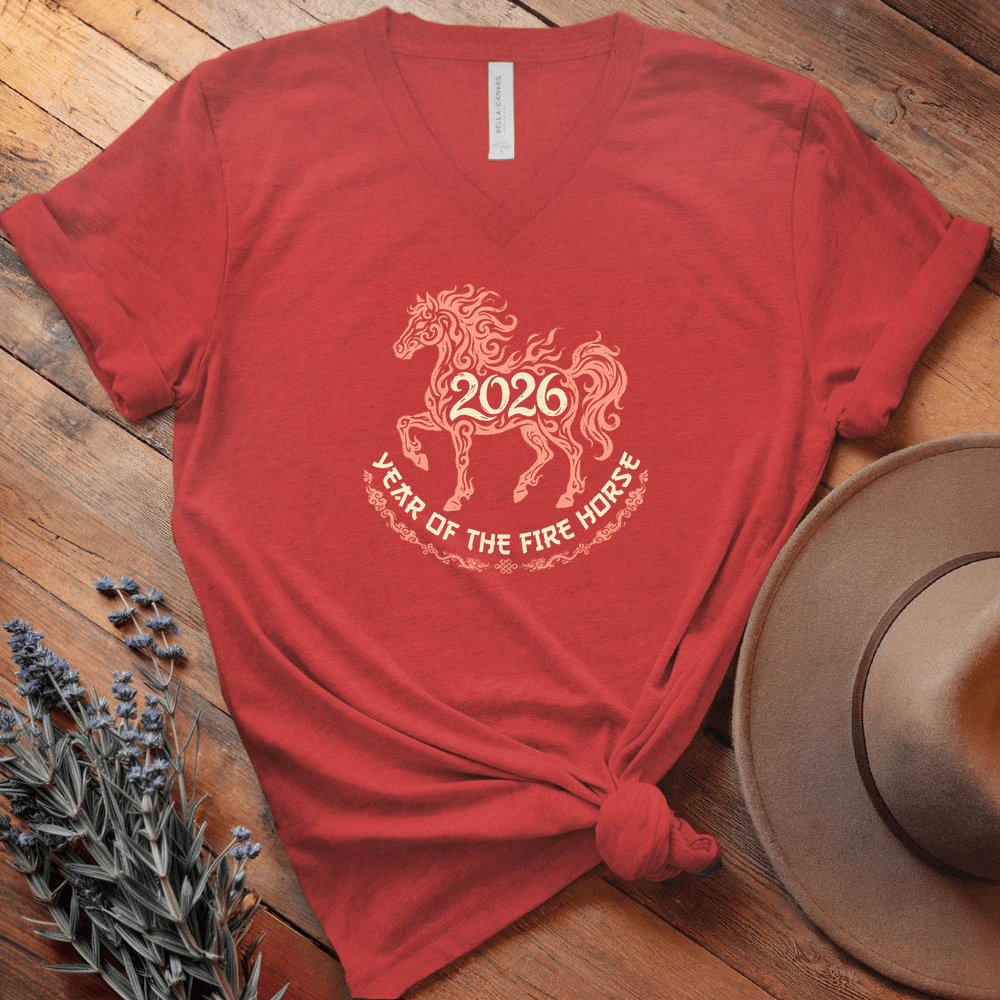 Year Of The Fire Horse 4 - V-neck - Red