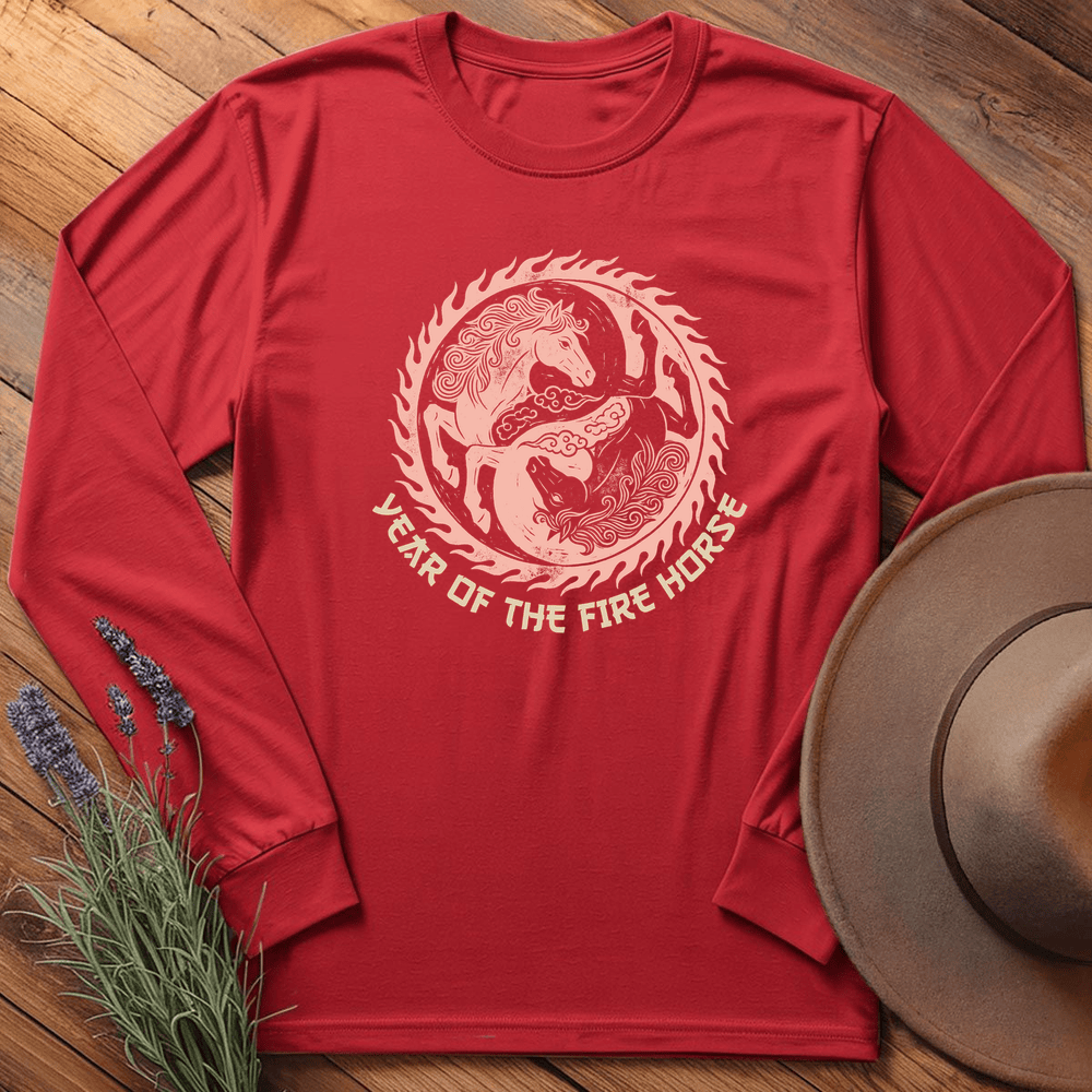 Year Of The Fire Horse 7 - Long Sleeve - Red