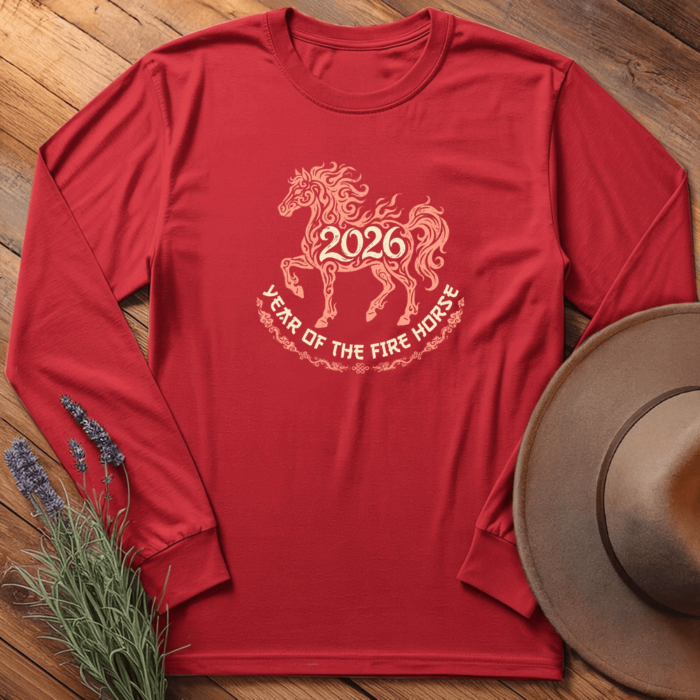Year Of The Fire Horse 4 - Long Sleeve - Red