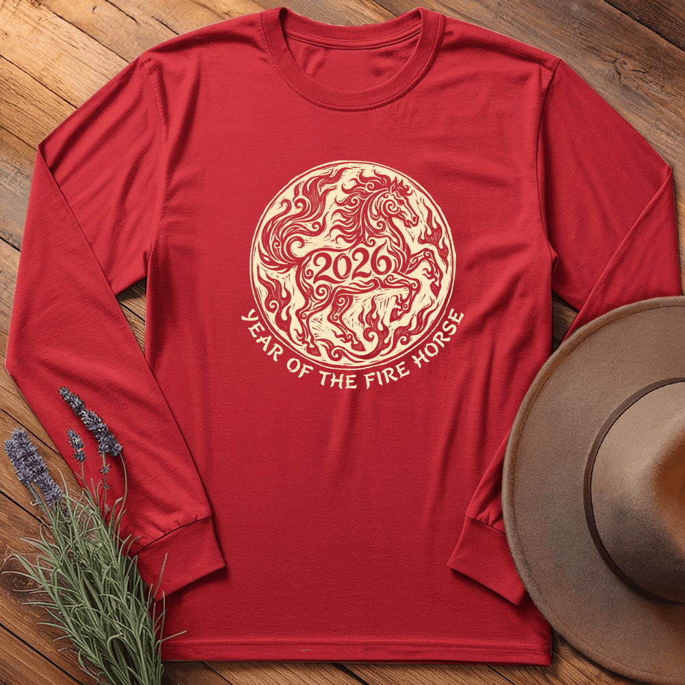 Year Of The Fire Horse 2 - Long Sleeve - Red