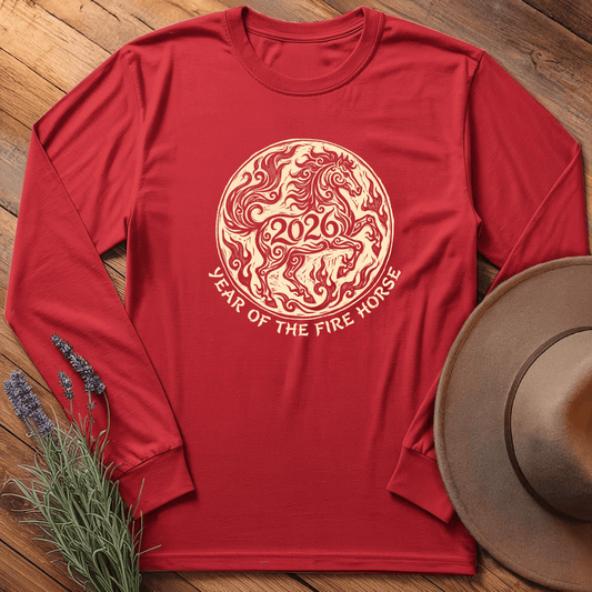 Year Of The Fire Horse 2 - Long Sleeve - Red