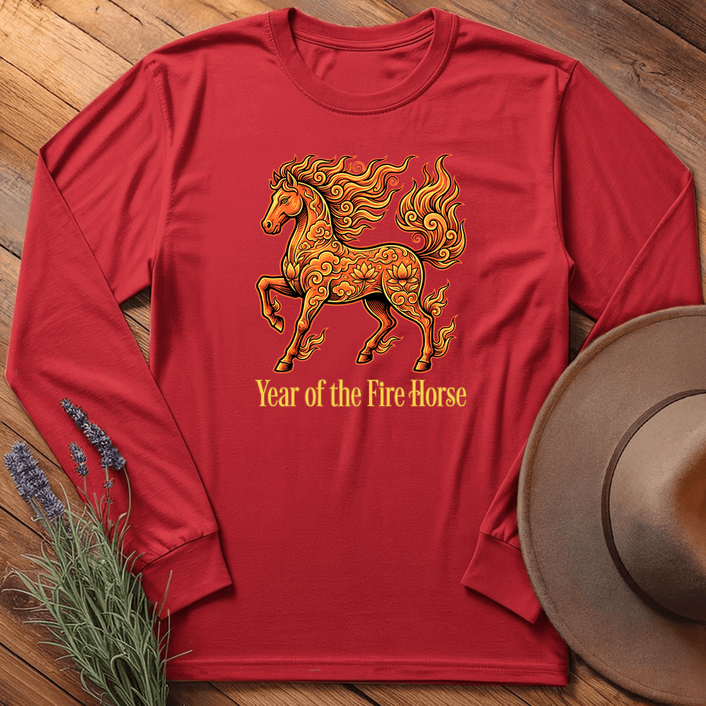 Year Of The Fire Horse 10 - Long Sleeve - Red