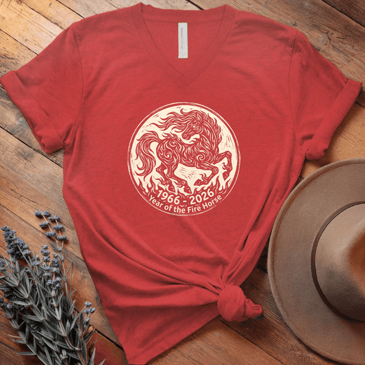 Year Of The Fire Horse 3 - V-neck - Red