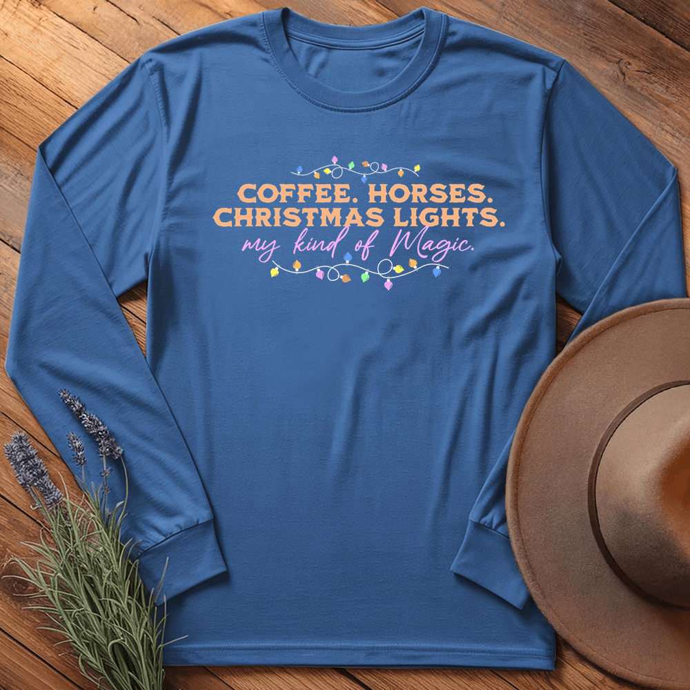 Horses & Christmas Lights - Long Sleeve - Royal