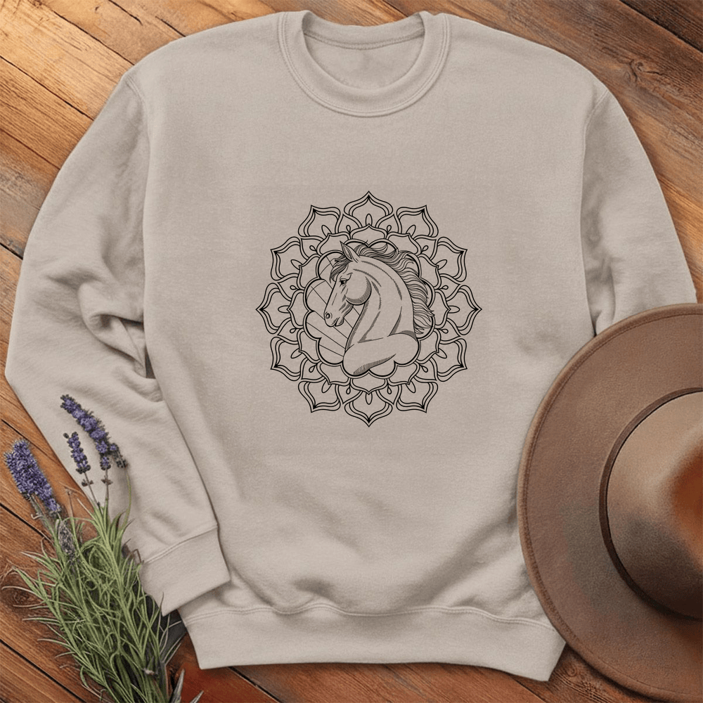 Mandala Horse Head - Sweatshirt - Sand