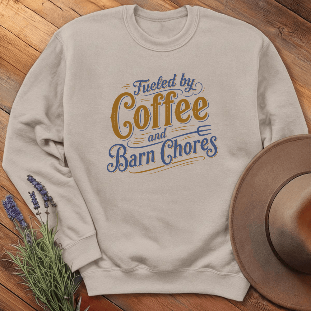 Fueled by Coffee and Barn Chores - Sweatshirt - Sand