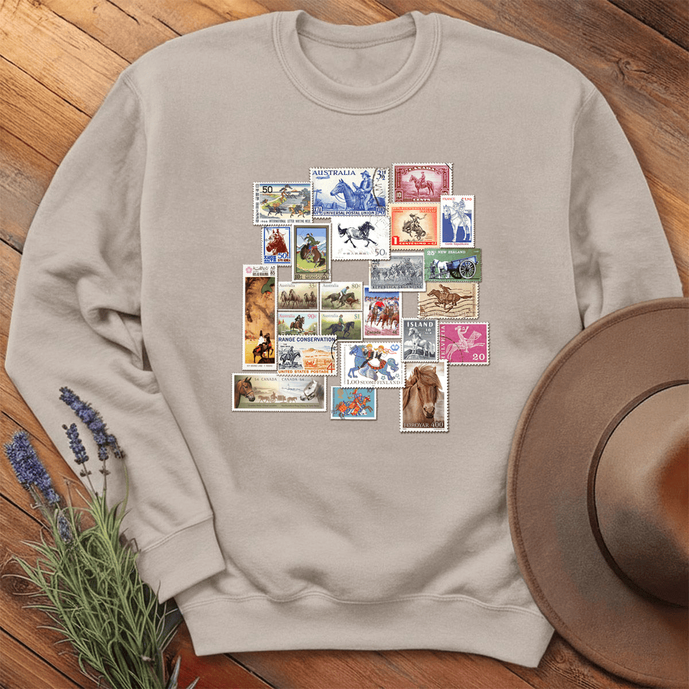 Horses Stamps of the World - Sweatshirt - Sand