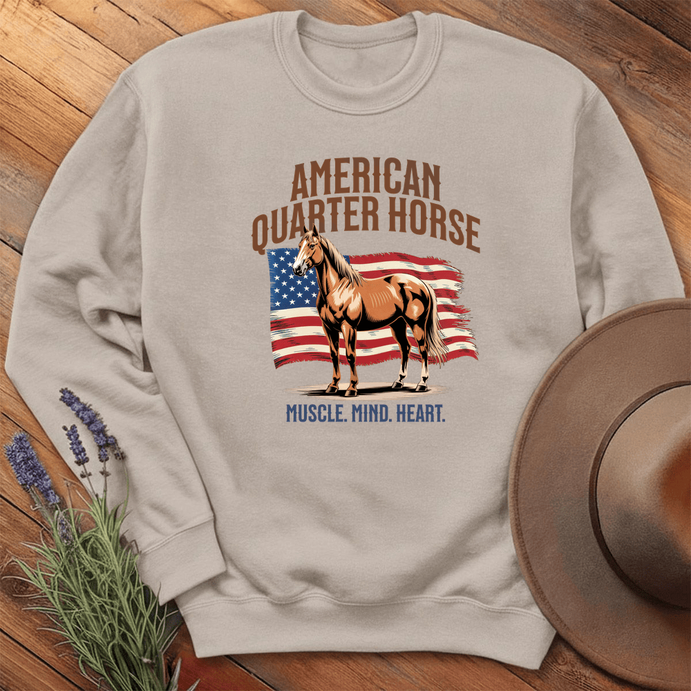 Breed Spirit, American Quarter Horse - Sweatshirt - Sand