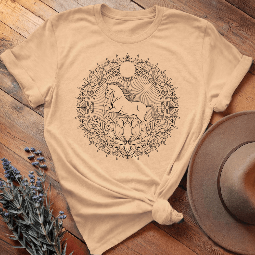Mandala Horse T-shirt - Premium Lightweight Tee - Soft Cream