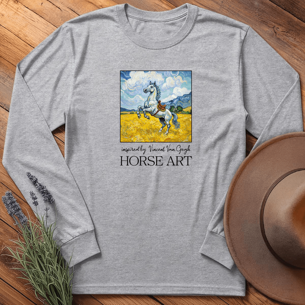 Horse Art Van Gogh 2 - Long Sleeves - Sport Grey