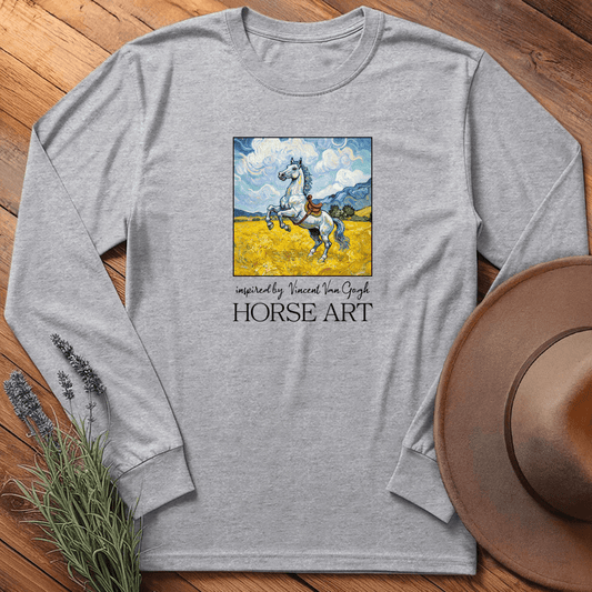 Horse Art Van Gogh 2 - Long Sleeves - Sport Grey