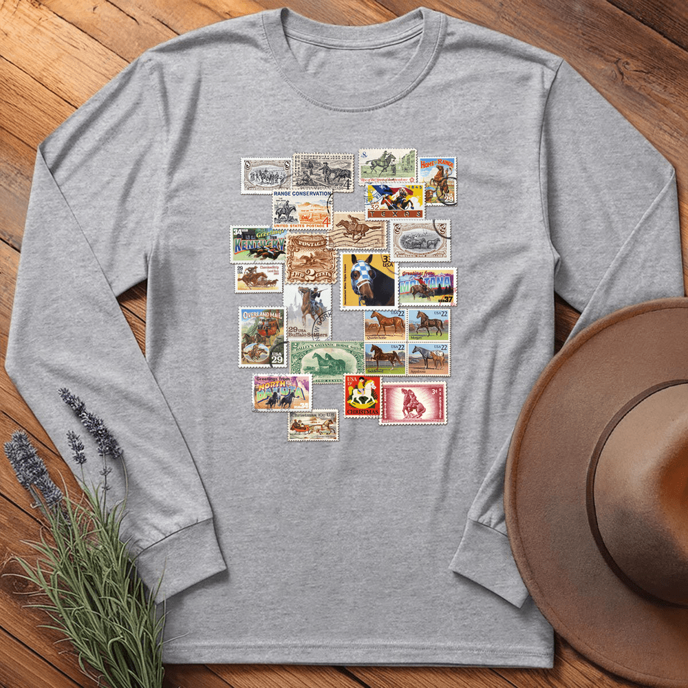 Horses Stamps USA - Long Sleeves - Sport Grey