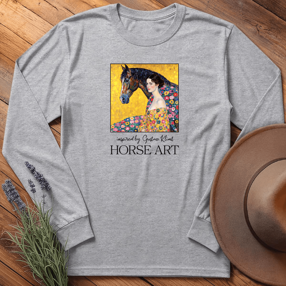 Horse Art Klimt - Long Sleeves - Sport Grey