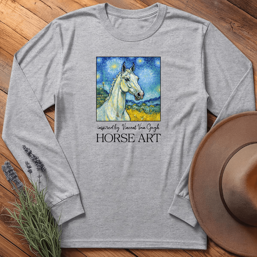 Horse Art Van Gogh 1 - Long Sleeves - Sport Grey