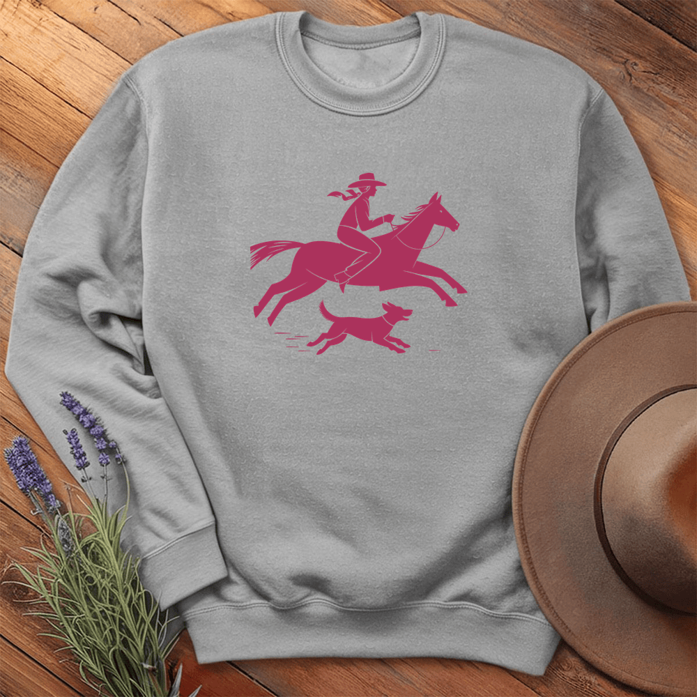 Cowgirl and dog - Sweatshirt - Sport Grey