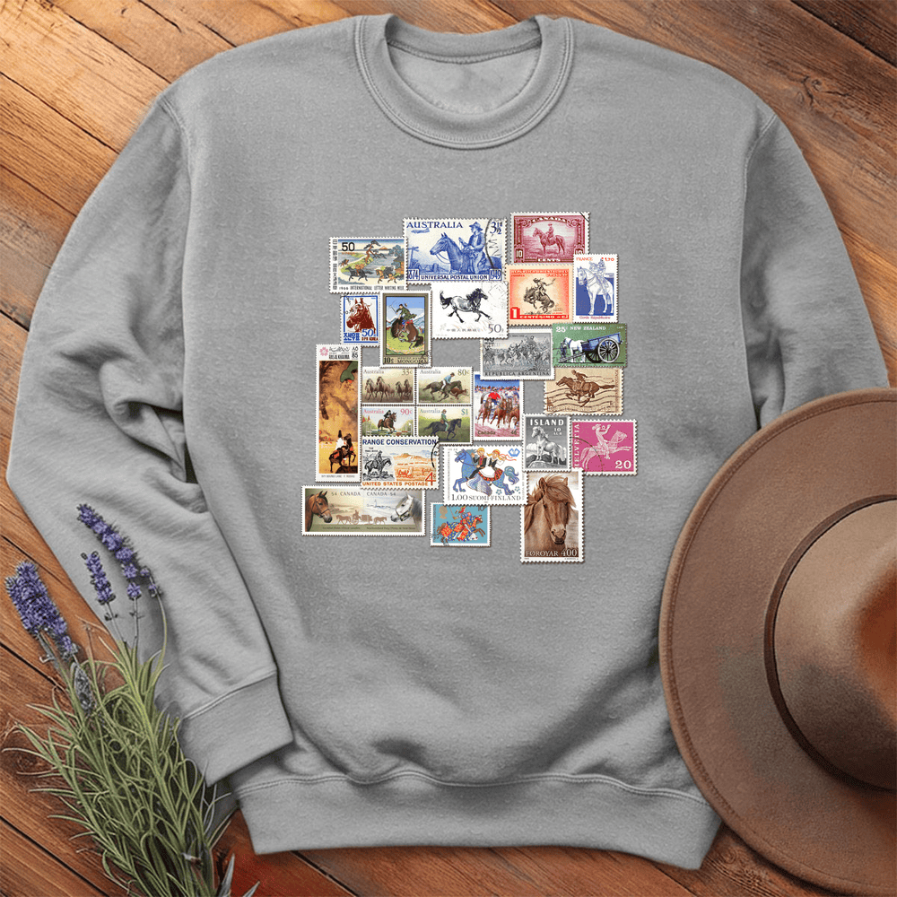 Horses Stamps of the World - Sweatshirt - Sport Grey