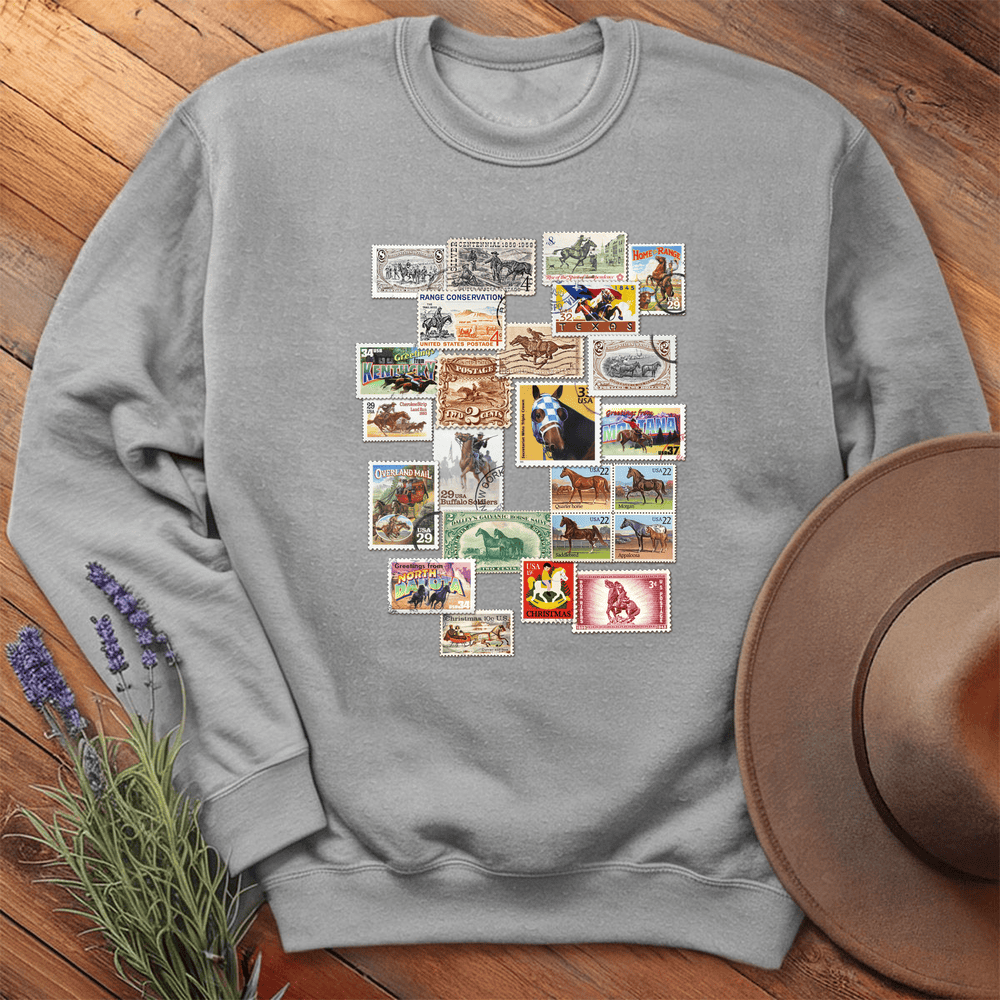 Horses Stamps USA - Sweatshirt - Sport Grey