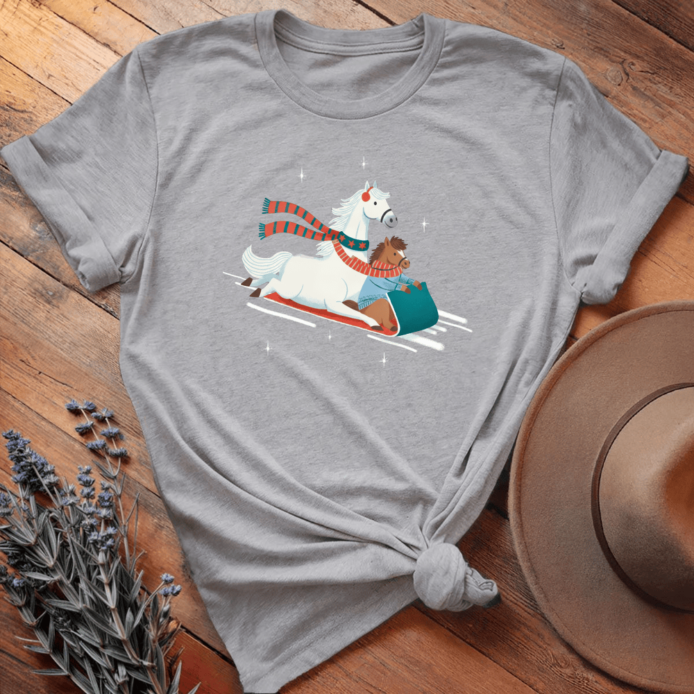 Xmas Horses Sledge - Sport Grey