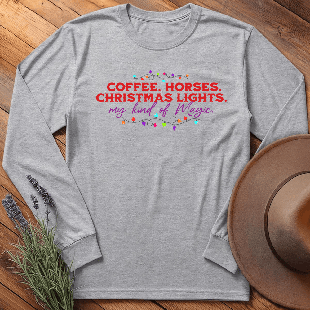 Horses & Christmas Lights - Long Sleeve - Sport Grey