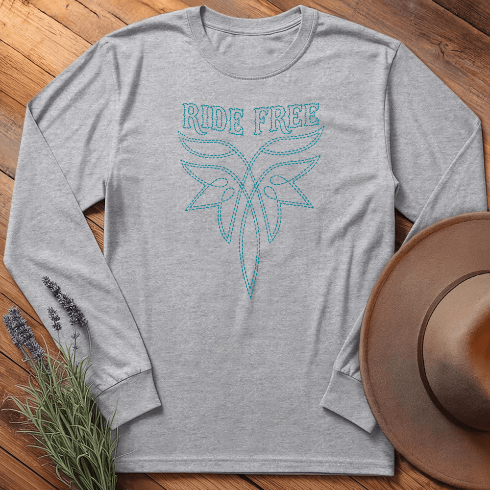 Stitching Ride Free - Long Sleeve - Sport Grey