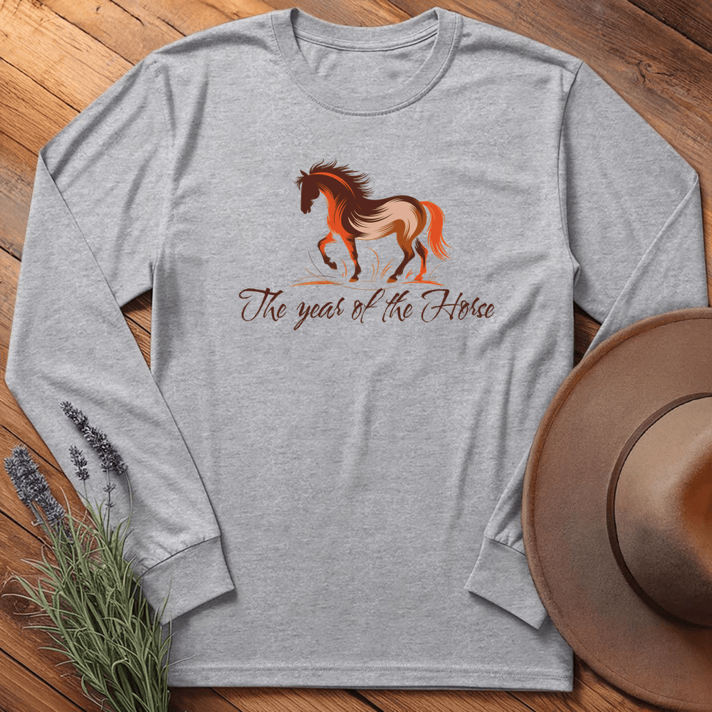 Year Of The Horse - Long Sleeve - Sport Grey