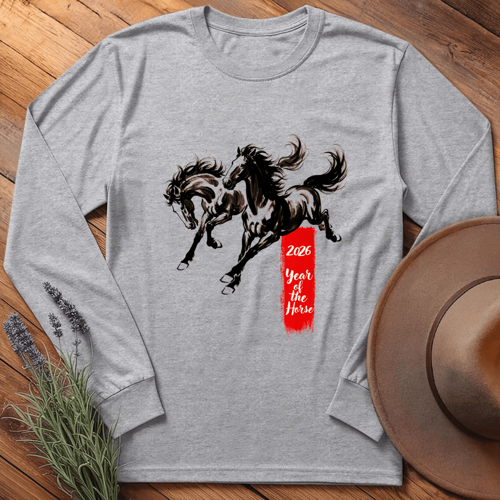 Year Of The Horse 4 - Long Sleeve - Sport Grey