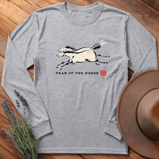 Year Of The Horse 12 - Long Sleeve - Sport Grey