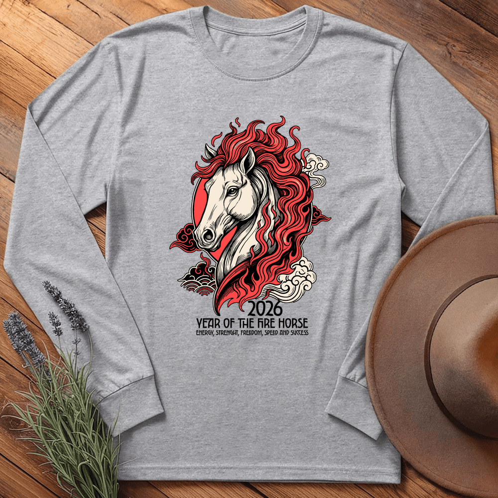 Year Of The Horse 11 - Long Sleeve - Sport Grey