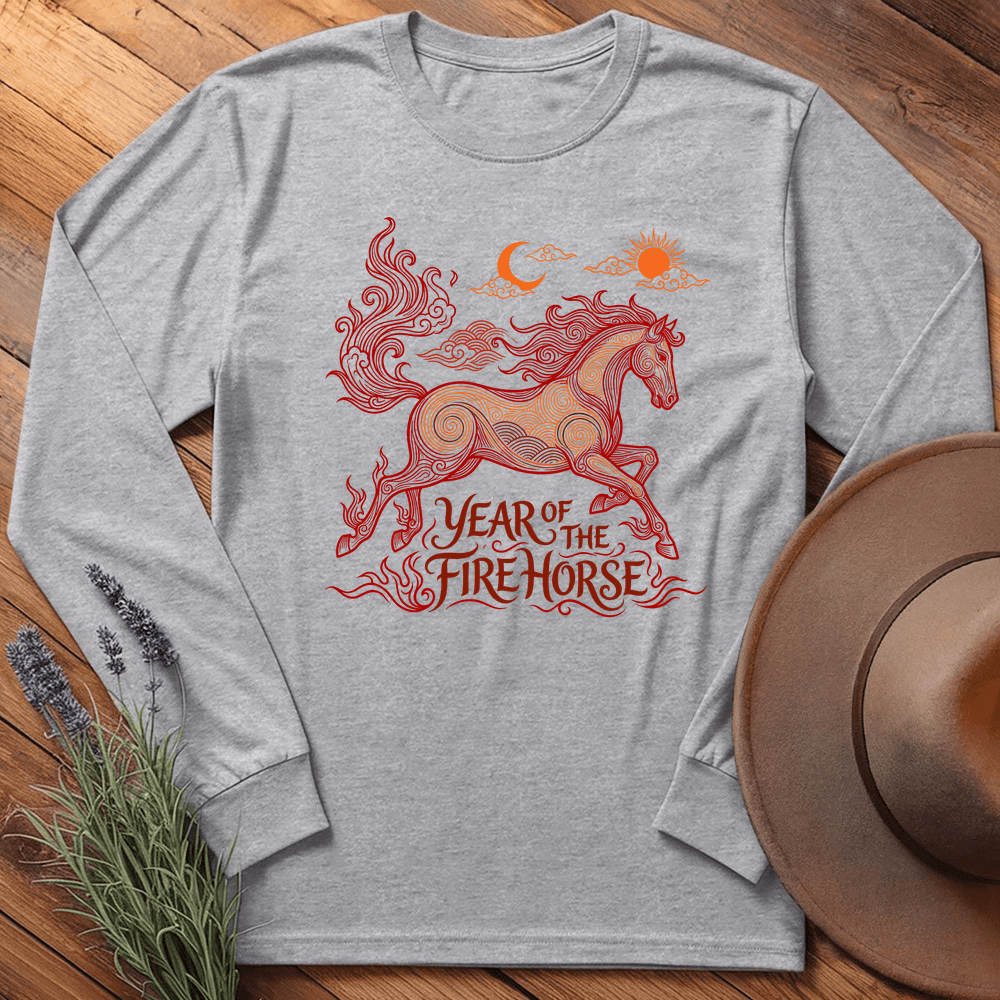 Year Of The Fire Horse 12 - Long Sleeve - Sport Grey