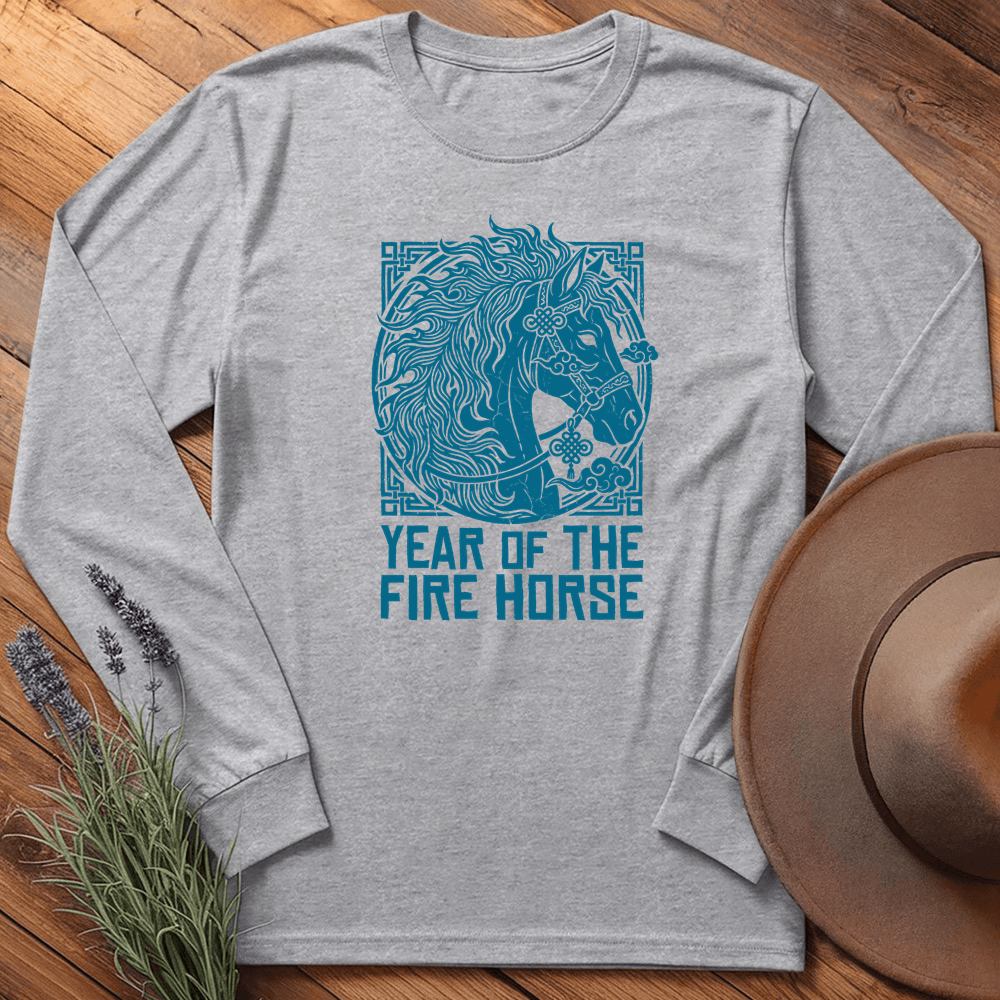 Year Of The Fire Horse 9 - Long Sleeve - Sport Grey