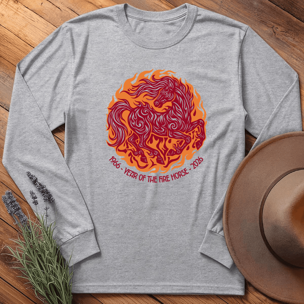 Year Of The Fire Horse 5 - Long Sleeve - Sport Grey