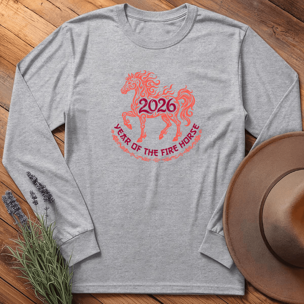 Year Of The Fire Horse 4 - Long Sleeve - Sport Grey