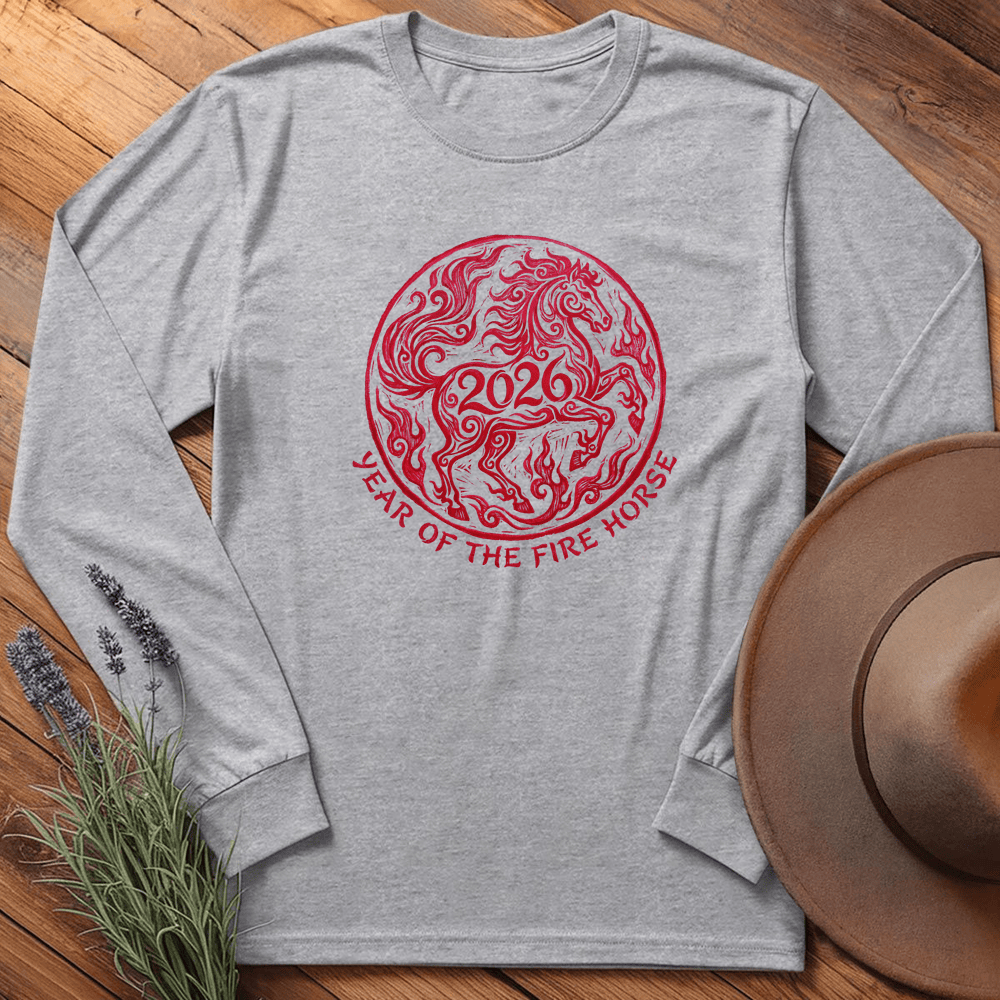 Year Of The Fire Horse 2 - Long Sleeve - Sport Grey