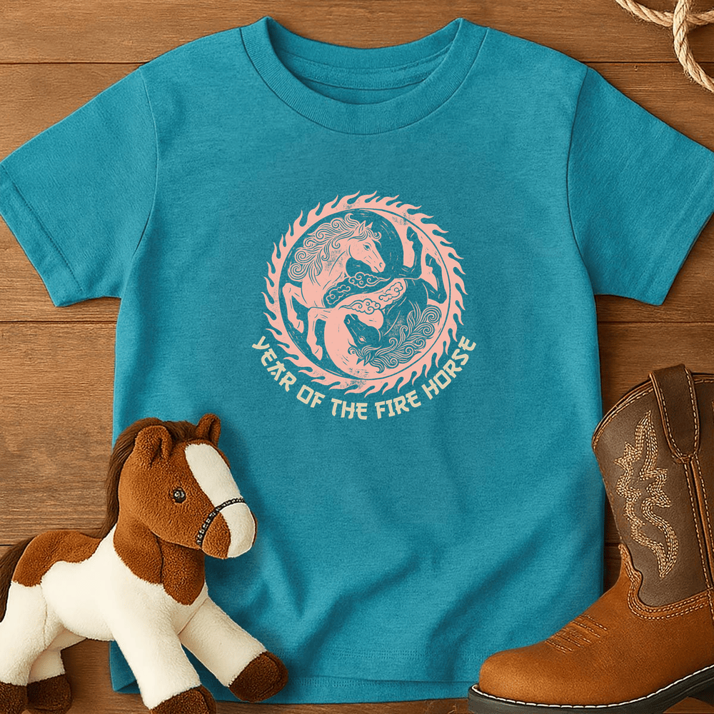 Year Of The Fire Horse 7 - Youth Shirt - Tropical Blue