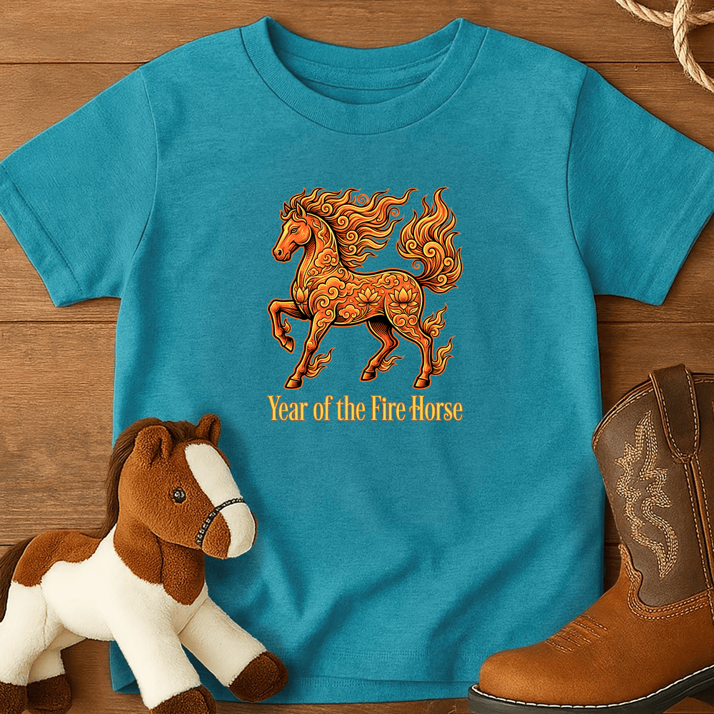Year Of The Fire Horse 10 - Youth Shirt - Tropical Blue