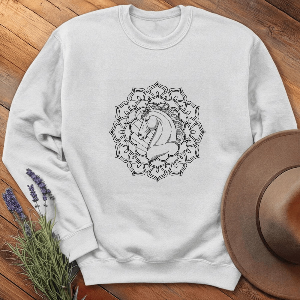 Mandala Horse Head - Sweatshirt - White