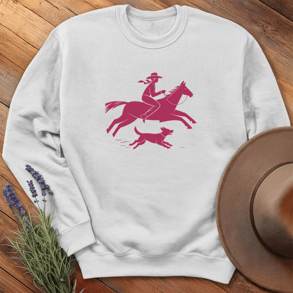 Cowgirl and dog - Sweatshirt - White