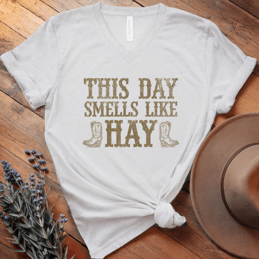 This Day Smells Like Hay - V-neck - White