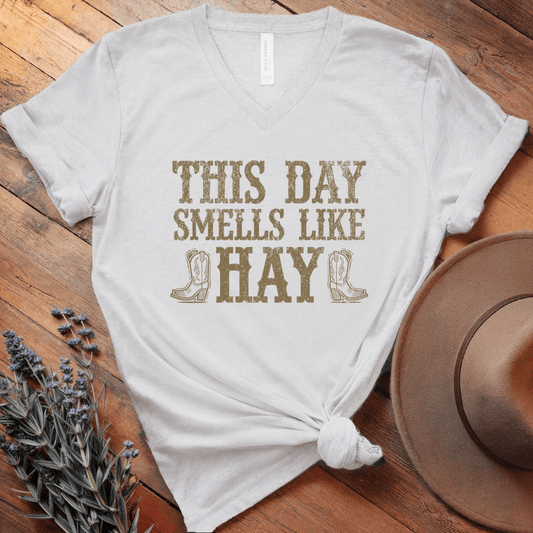 This Day Smells Like Hay - V-neck - White