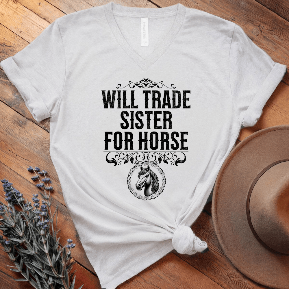 Will Trade Sister for Horse - V-neck - White