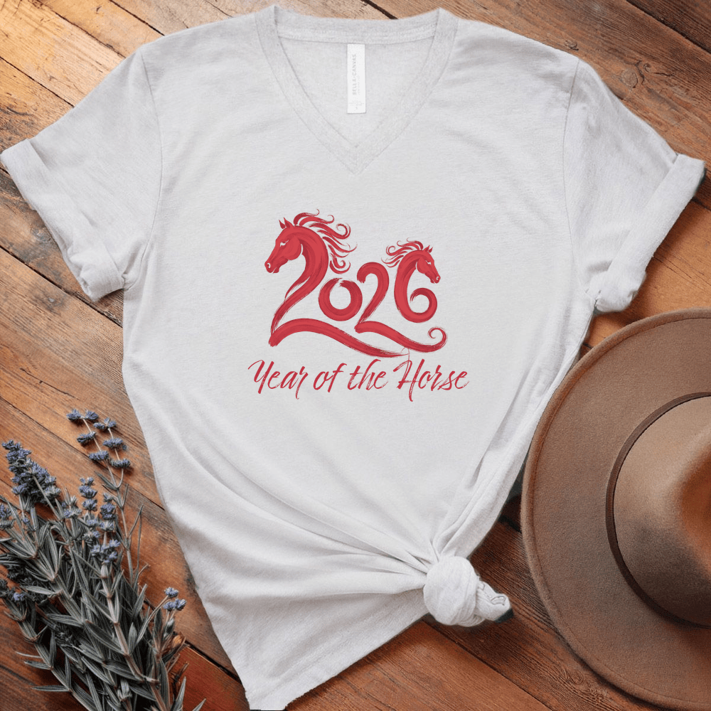 Year Of The Horse 3 - V-neck - White