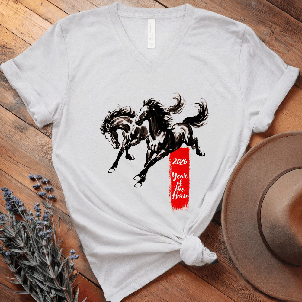 Year Of The Horse 4 - V-neck - White