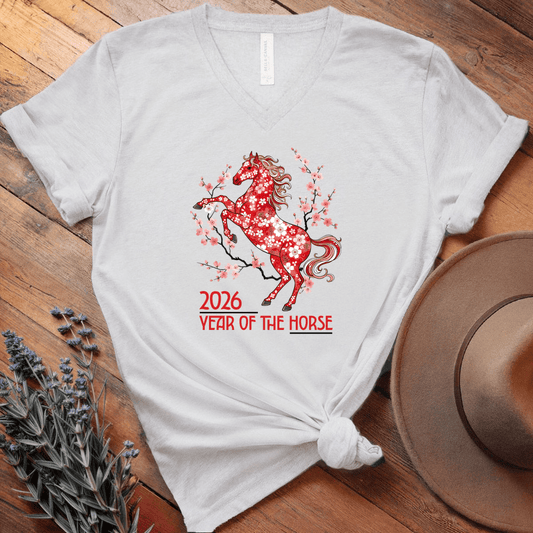 Year Of The Horse 5 - V-neck - White